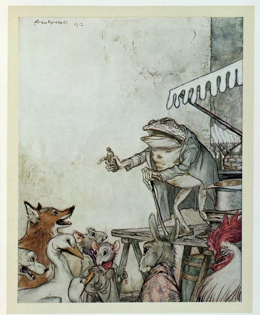 Aesop’s The Quack Frog, published by Heinemann, 1912 by Arthur Rackham